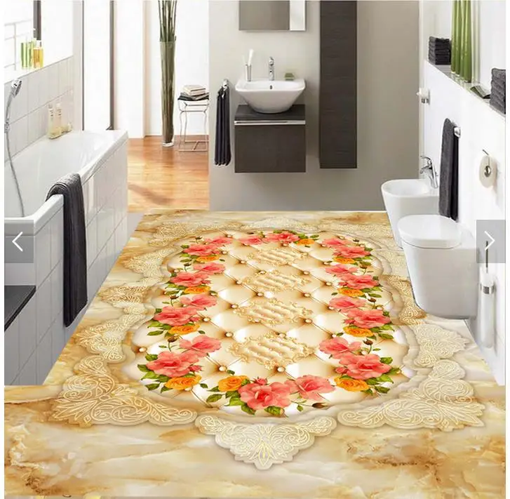 3d pvc wallpaper European-style stone pattern marble parquet living room bathroom 3D floor HomeDecoration