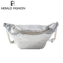 Herald модная юбка с блестками и поясная сумка Для женщин-серые кисточки с блестками женский ремень сумки груди сумки из натуральной кожи, дорожная сумка для телефона сумки Сумка кассира