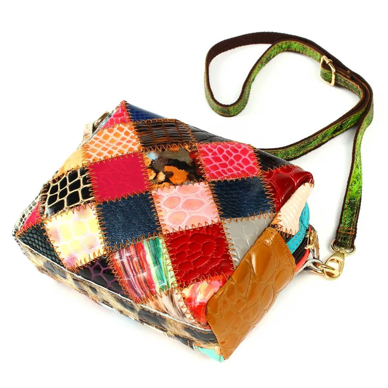 Женская сумка AEQUEEN из натуральной кожи, женская сумка через плечо, сумка через плечо, винтажная женская сумка, Лоскутная сумка с клапаном, случайный цвет