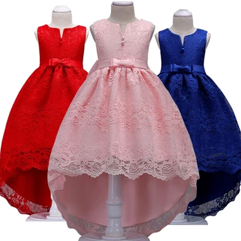 

Lace Flower Girls dress Kids Eveing Party Dress for Baby Girls Lace Bow Gown Sleeveness Princess Dress 3-15yrs Girls Clothing