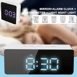 Белый практичный цифровой настенные часы для таймера зеркало цифровой будильник лампа-Часы Будильник с термометром ночные светильники