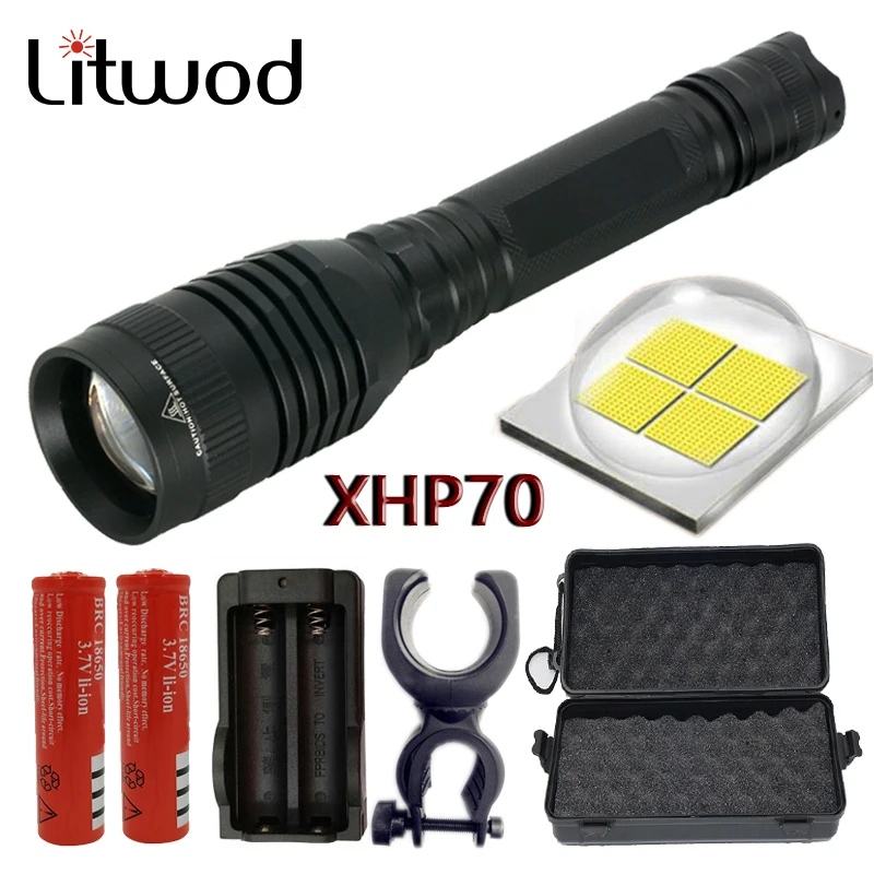 

Z20 Litwod P55 CREE XHP70 chip 32000lm convoy lens lamp 18650 powerful Tactical LED flashlight torch zoom cree xhp70 Lantern