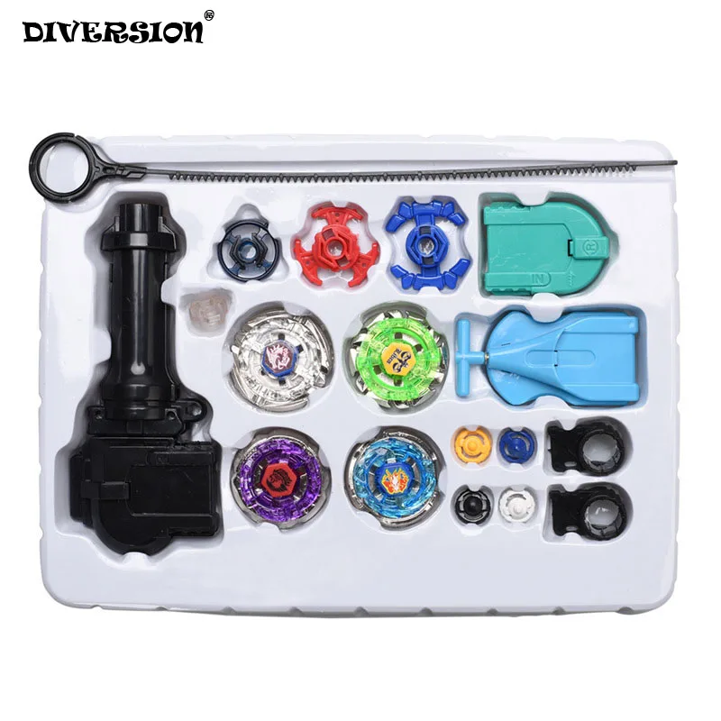 Metalldrücken Beyblade Sets Fusion 4D 4 Gyro Box Kampf Master Beyblade String Launcher Grip Für Verkauf Kinder Spielzeug Geschenke mit box