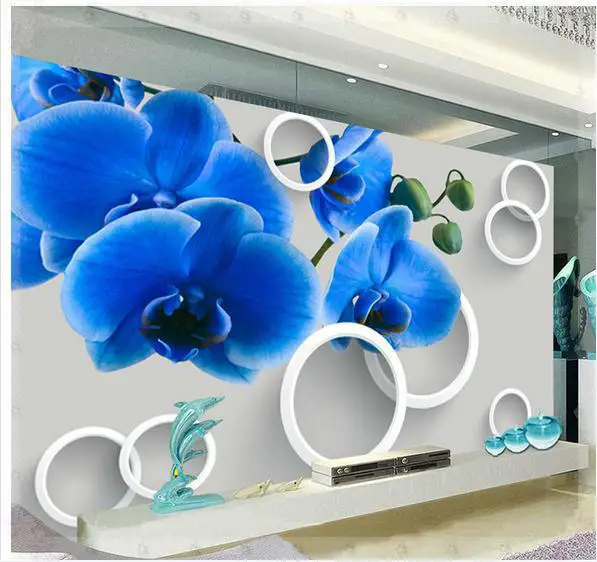 Wallpaper Phalaenopsis TV backdrop circle mural wallpaper mural wall