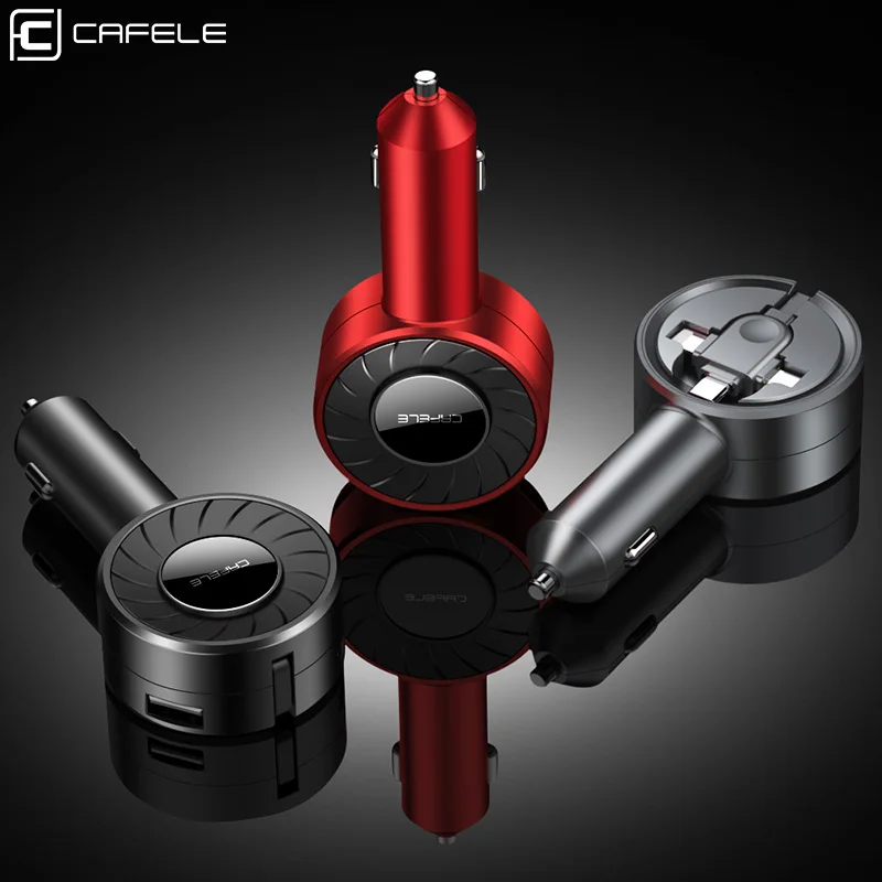 

CAFELE Car Charger Dual USB Phone Charger with 3 in 1 Retractable USB Charger for iPhone Huawei Xiaomi 5V 4.2A Car Phone Charger