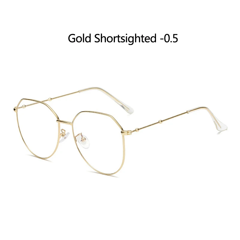 gold myopia 0.5 Zilead ретро металл полигон Fnished близорукость очки для женщин и мужчин четкие близорукие очки дальнозоркость очки - Цвет оправы: gold myopia 0.5