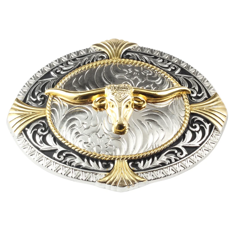 

Golden cow belt buckle the western style big buckle for belt width is 3.8 CM