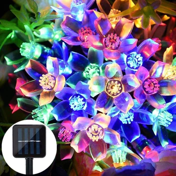 

Solar powered 12m 100 led String Christmas Fairy Lights Outdoor Waterproof Flower Garden Blossom Lighting Party Tree Decoration