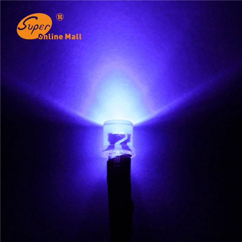 100PCS LED UV 5mm LED DIODE Pre Wired Resistor 3 12v DC Flat top uv