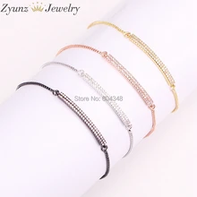 10 нитей ZYZ298-2394 крошечные Кубический Цирконий Кристалл Регулируемый CZ Циркон изогнутые бар браслеты для женщин или девочек