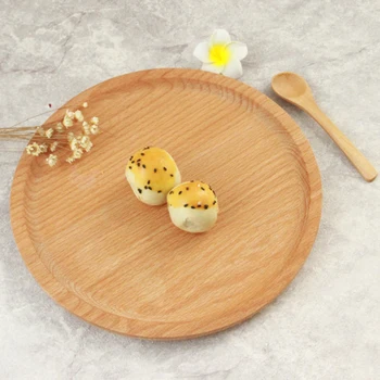 

24cm/9.4'' Big Round Wood Plate Dishes Bread Pizza Dessert Tray Serving Platters for Tea Coffee Wine Bar Restaurant Decoration