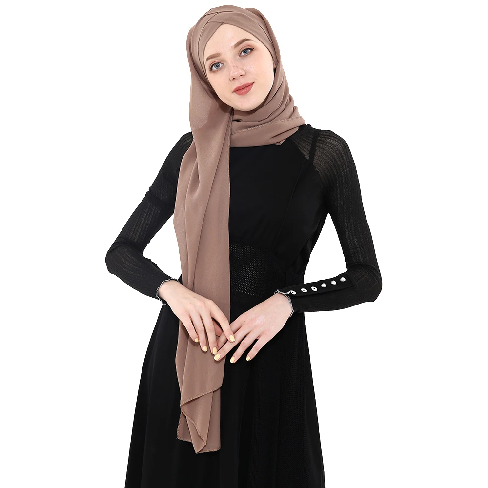 Летние Для женщин шифоновое Ready To Wear мгновенный Hijab шарф Мусульманский шифон головной платок исламские платки арабский платок