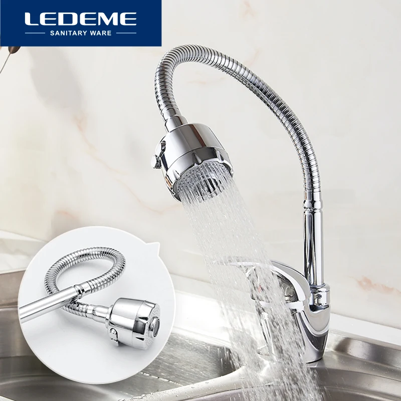 LEDEME جديد وصول المطبخ صنبور أنبوب مخرج صنبور حوض السباكة الأجهزة النحاس بالوعة المطبخ الحنفيات سبائك الزنك torneira cozinh
