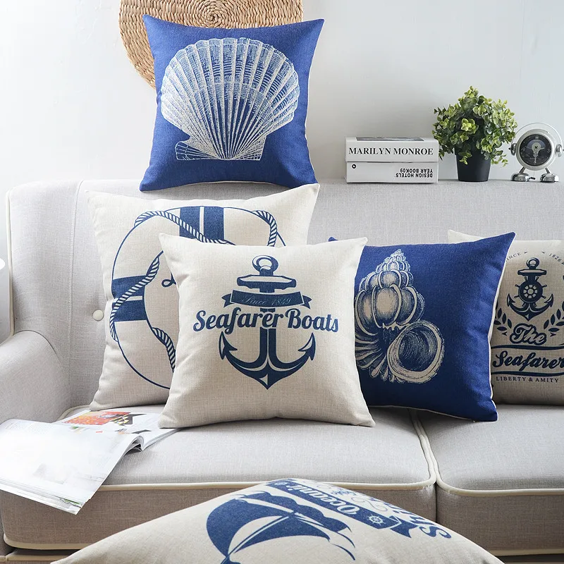 A Ocean Coral Vintage Cotton Linen Throw Pillow Case Cushion Cover Home Sofa Decor by CSSD