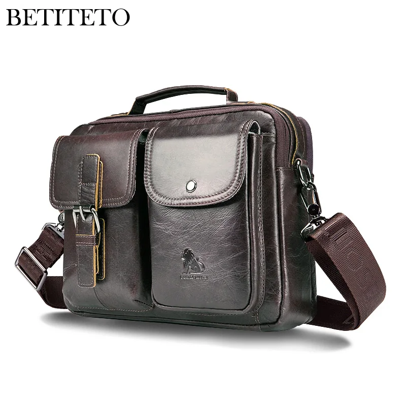 

Betiteto Brand Genuine Leather Men Briefcase Male Messenger Bag Pochette Sling Shoulder Handbag GG Sacoche Homme Sac A Main