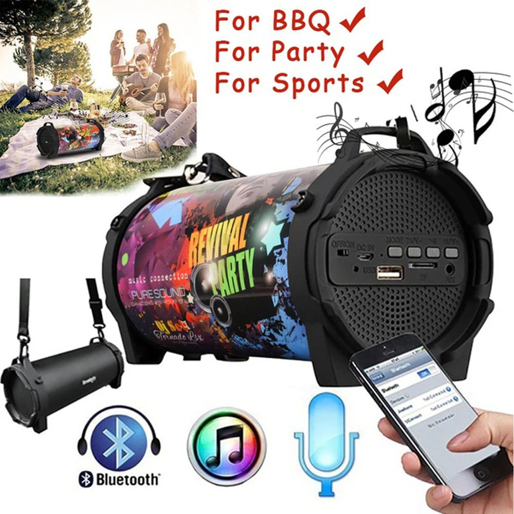 Online Nueva columna de Subwoofer portátil al aire libre Altavoz Bluetooth sin cables potentes altavoces deportivos Radio FM reproductor de Mp3 escalable