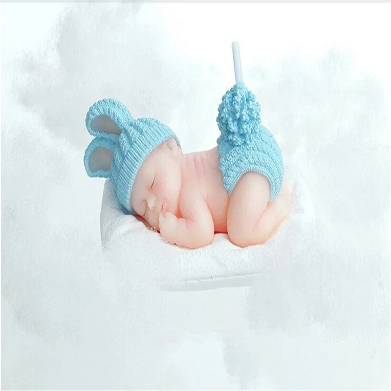 1pcs Sleep Baby Candle Cake Topper Blue/pink Candle Baby Shower Decorations Baby Hundred Days DIY Birthday Party Kids-C
