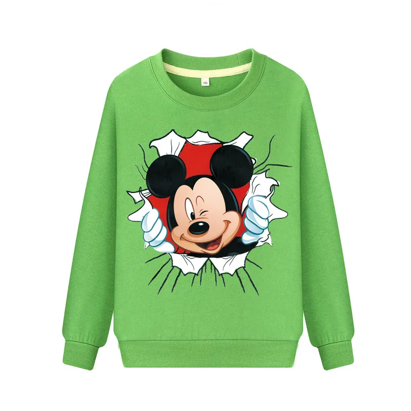 Детские весенне-осенние хлопковые толстовки спортивный костюм Толстовка и штаны с рисунком Микки детская одежда ZB019 - Цвет: Green Sweatshirt