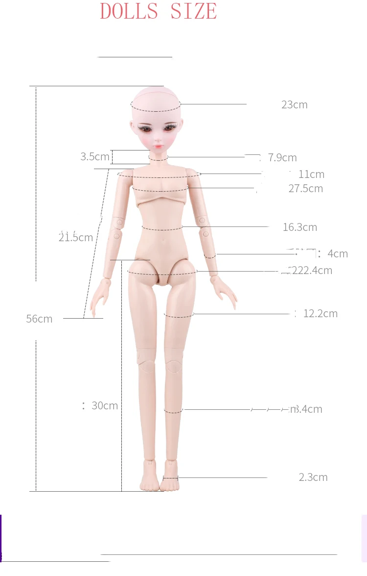 1/3 BJD кукла 56 см Пластик совместный подвижный кукла голая 20190103, модная Кукла