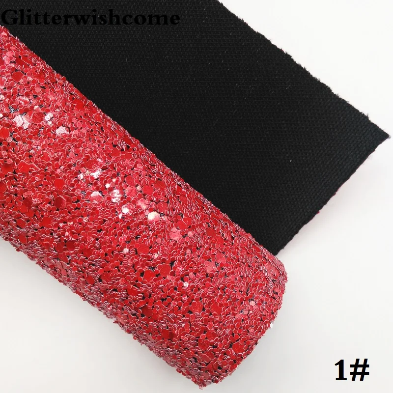 Glitterwishcome 21X29 см A4 размеры синтетическая кожа, с эффектом блестящей кожи Ткань Винил для Луки, GM043A - Цвет: 1