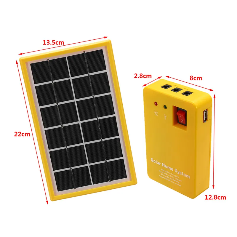 Sistema de Energia Exterior sobre a Descarga Kit com 3 Carregador Casa Solar Painel Gerador Lâmpadas Led Iluminação Interior - Proteger 5 v Usb 6 Lâmpadas solares