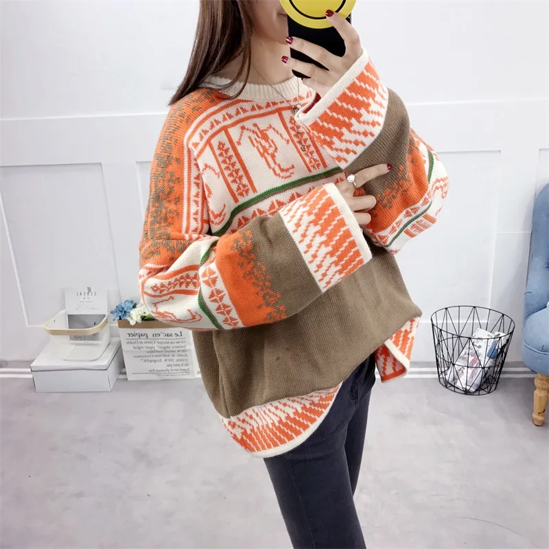 New Style Big Size Korean Sweater O Neck Bottom Knitted Pullover Office Lady Winter Tops for Women | Женская одежда