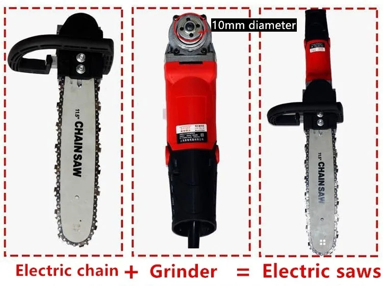 Бытовой небольшой шлифовальный станок, пила, бензопила, полировка лесозаготовок, 220 В, штепсельная вилка США - Цвет: Chainsaw combination