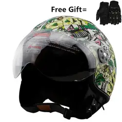 Бесплатная доставка из искусственной кожи Harley шлемы 3/4 мотоциклетный шлем для мотоцикла чоппера с открытым лицом винтажный мотоциклетный