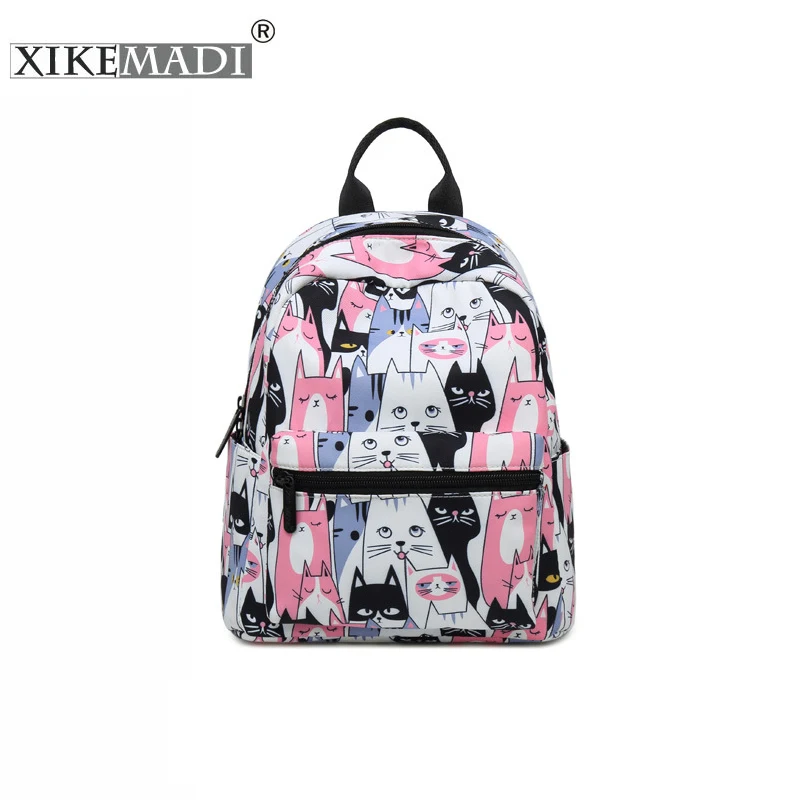 

Mini Backpack Small Cat Print Women Backpacks School Bags For Teenage Girl Bookbag Casual Daily Durable Bag mochila mujer 2019