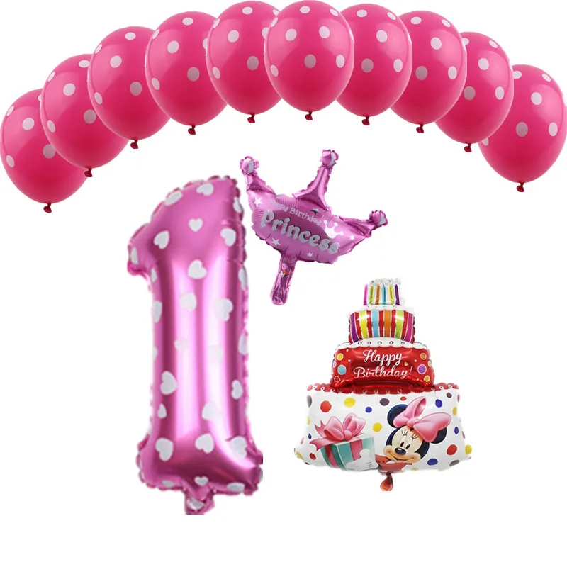 

TSZWJ X-154 New 13pcs/lot Mickey Minnie Numbers 1 2 3 4 5 Birthday Balloon Set Children's Day Party Decoration Balloons