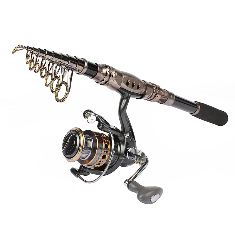 Rod Combos GA3000 Spinning Fishing Reel with Portable Telescopic Fishing rod combosin Rod Combo