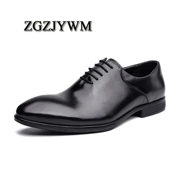 

ZGZJYWM New Luxury Comfortable Handmade Genuine Leather Lace-Up Pointed Toe Oxford Business Casual Dress Men oxford Shoes