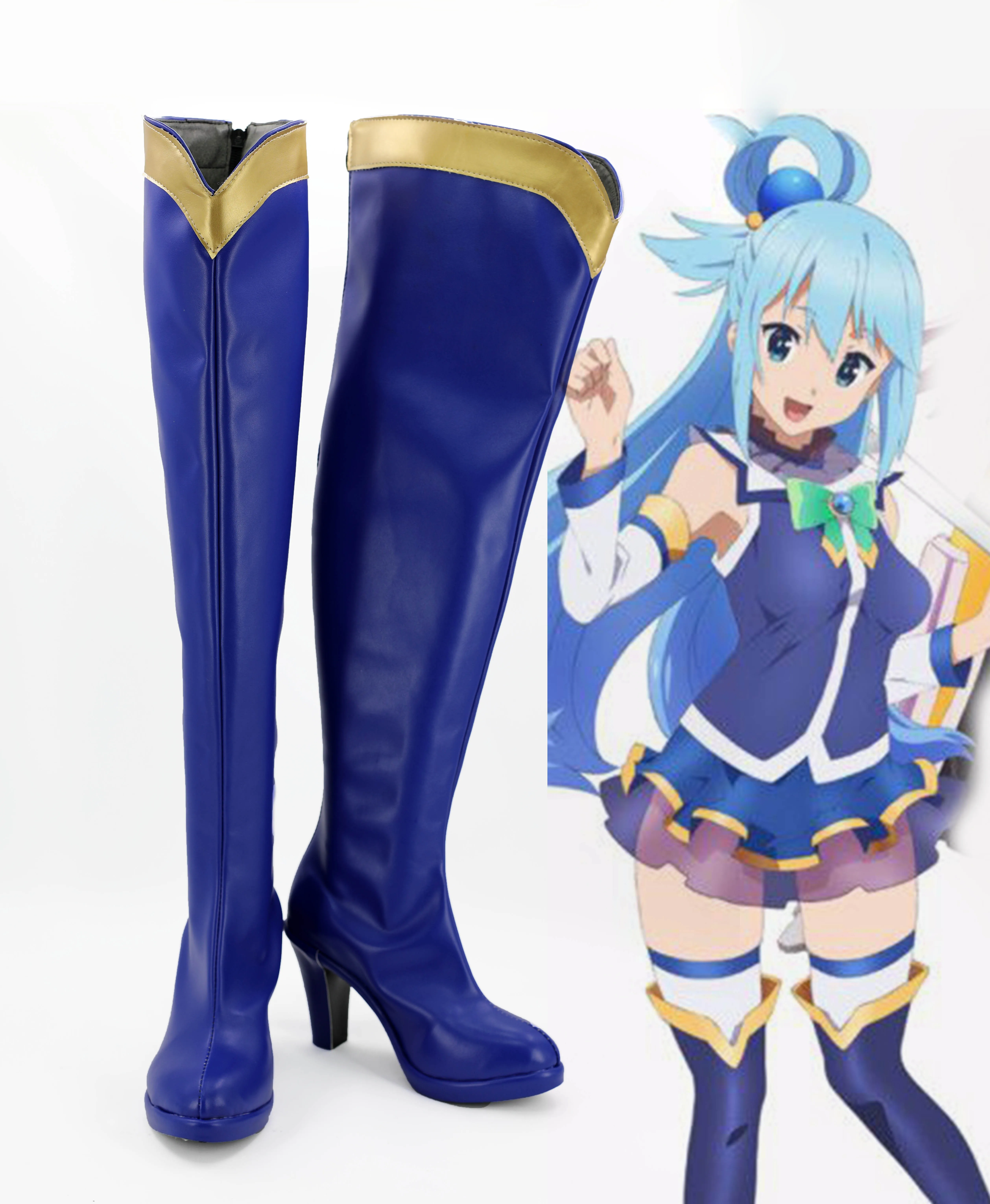 

KonoSuba: Gods Blessing on this Wonderful World! Cosplay Aqua Boots High Heel Shoes Custom Made