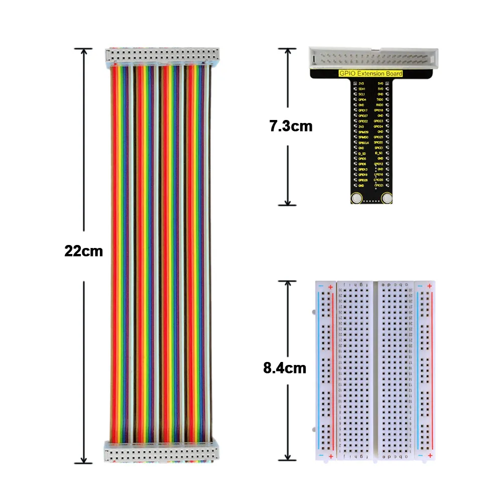 colorido cabo de fita + 400-hole breadboard para raspberry pi 4b kit diy