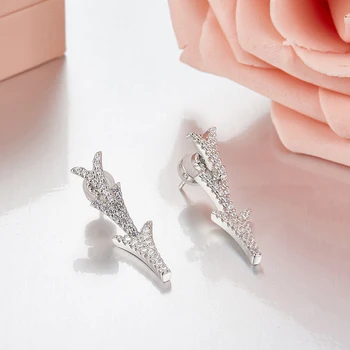 

[MeiBaPJ]Real 925 Sterling Silver Personality Keel Drop Earrings for Women with AAA High Quality Stone Jewelry