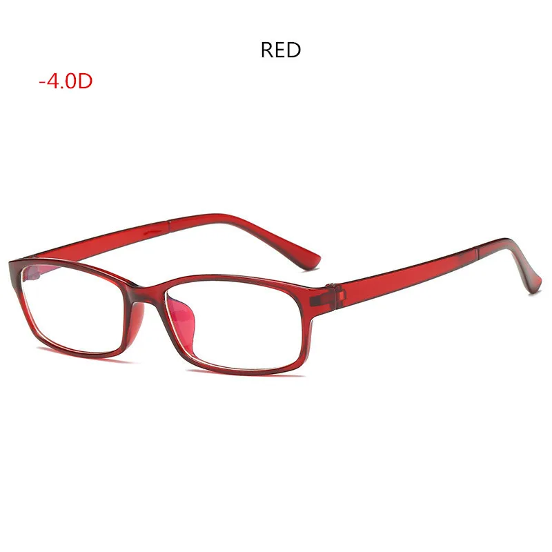 От-0,5 до-6,0 с покрытием для близоруких анти-синий луч анти-радиационные готовые очки мужские и женские оправы для очков с диоптриями - Цвет оправы: RED Myopia400