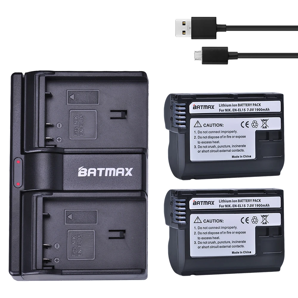 2 шт. EN EL15 EL15a ENEL15a батарея + USB двойное зарядное устройство для Nikon D850 D810 D810A D750 D500 D7500