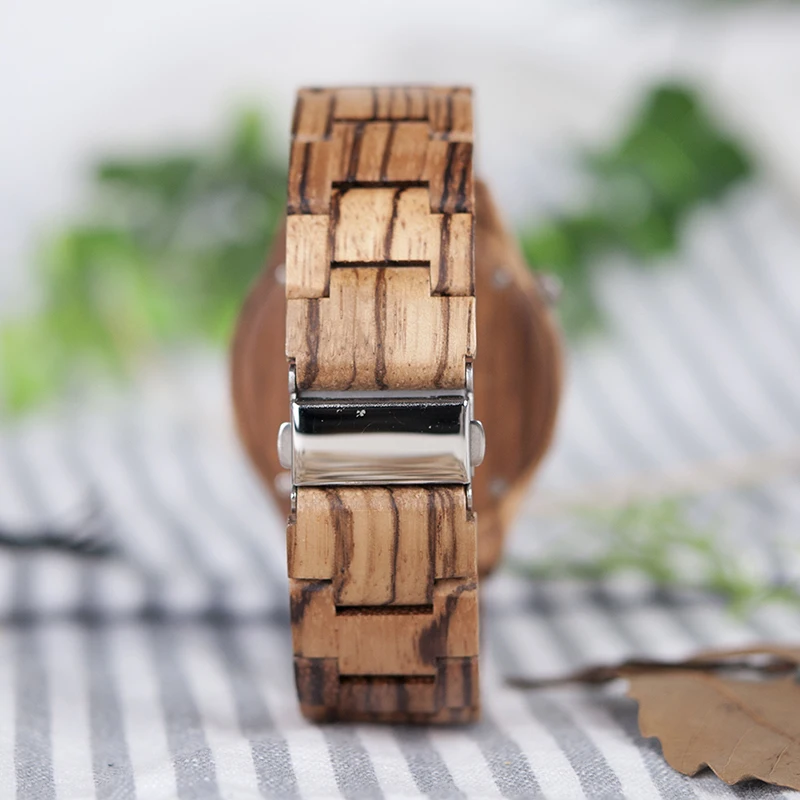 BOBO BIRD Mens Watches Timepieces Top Brand Luxury Watch All Zebra Wood Quartz Wristwatches for Male as Gift V-M30