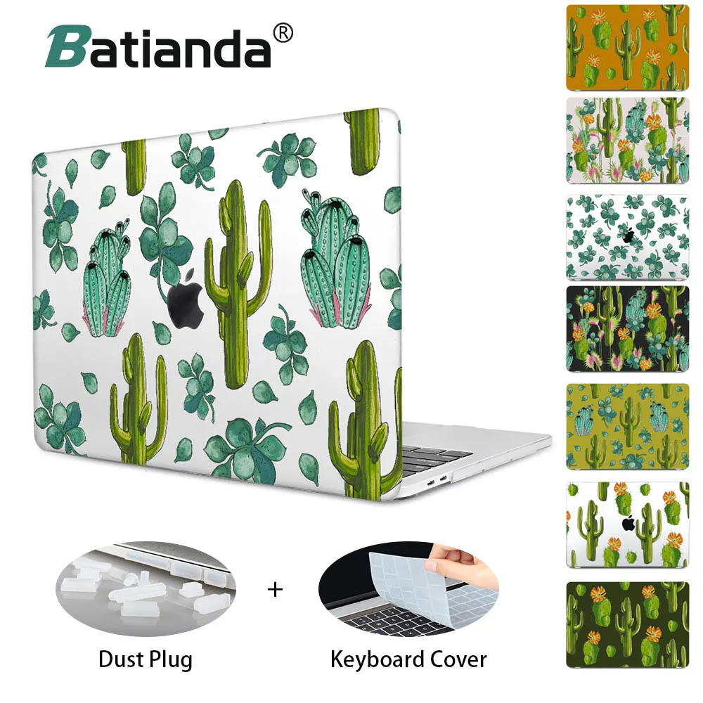 

Crystal Clear Case For Macbook Air 11 13 Pro 13 15 Touch bar 2016 2017 Retina 12 13 15'' Printed Cactus Plants Cases for macbook
