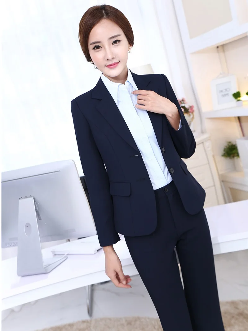 New Professional Formal Uniform Design Female Pantsuits With Jackets And Pants Autumn Winter Ladies Suits Trousers Set|designer dog collars