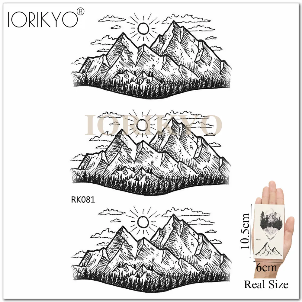 Iorikio, черная Геометрическая временная татуировка, старая сосновая елка, женские наклейки на руку, мужские Модные водостойкие татуировки, лесные татуировки, Переводные картинки - Цвет: IRK081