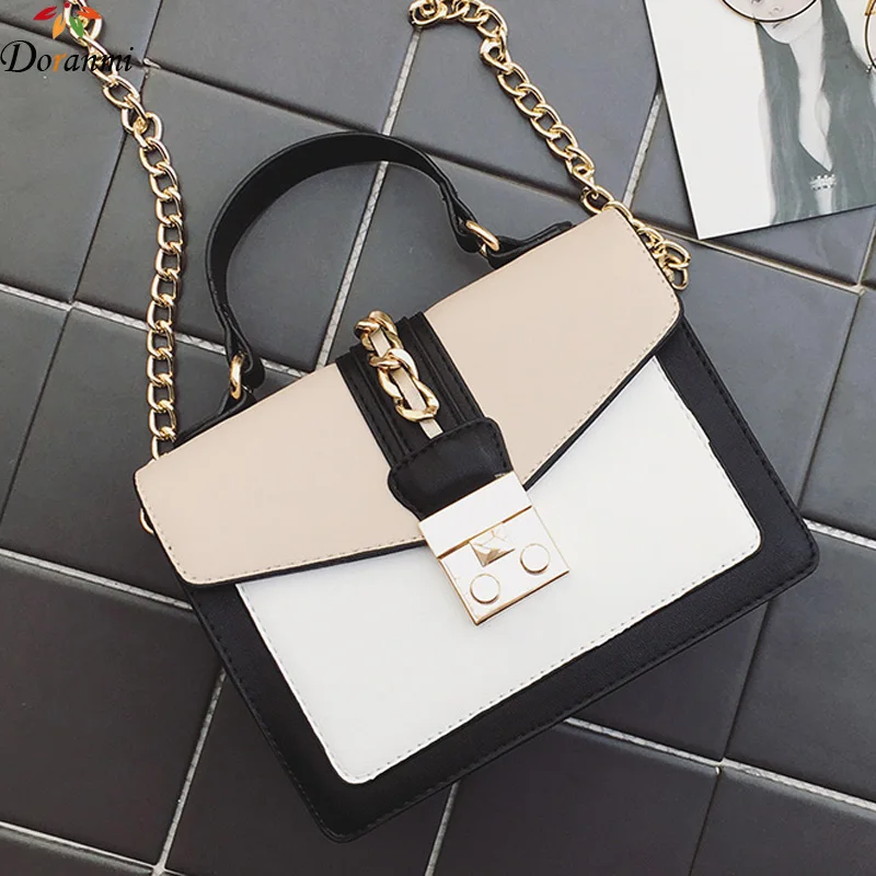 

DORANMI Fashion Shoulder Bags For Women 2019 Patchwork Crossbody Messenger Bag Female Leather Chain Bag Bolsos Mujer DJB313