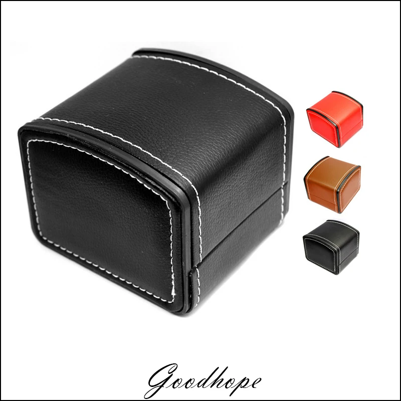 

Black Faux Leather Mens Single Wrist Watch Display Case Box Jewelry Storage Organizer Christmas Watch Gift Packaging Showcase