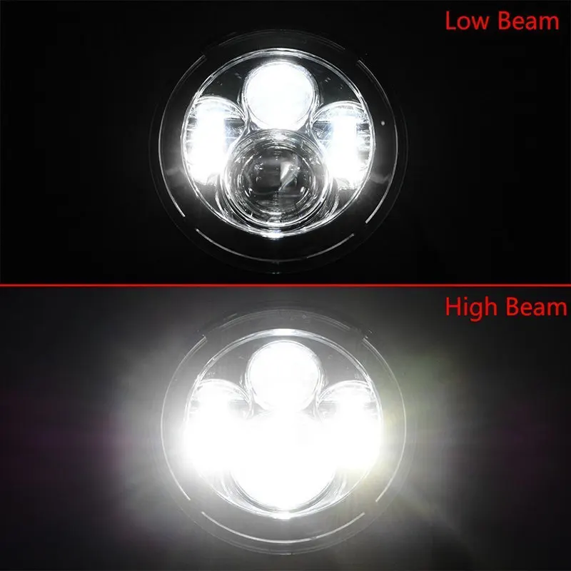 7 Inch Silver Daymaker LED Headlight with 7 Inch Round Chrome Headlight Mounting Ring Adapter for Jeep Wrangler Harley Davidson Motorcycles xcd