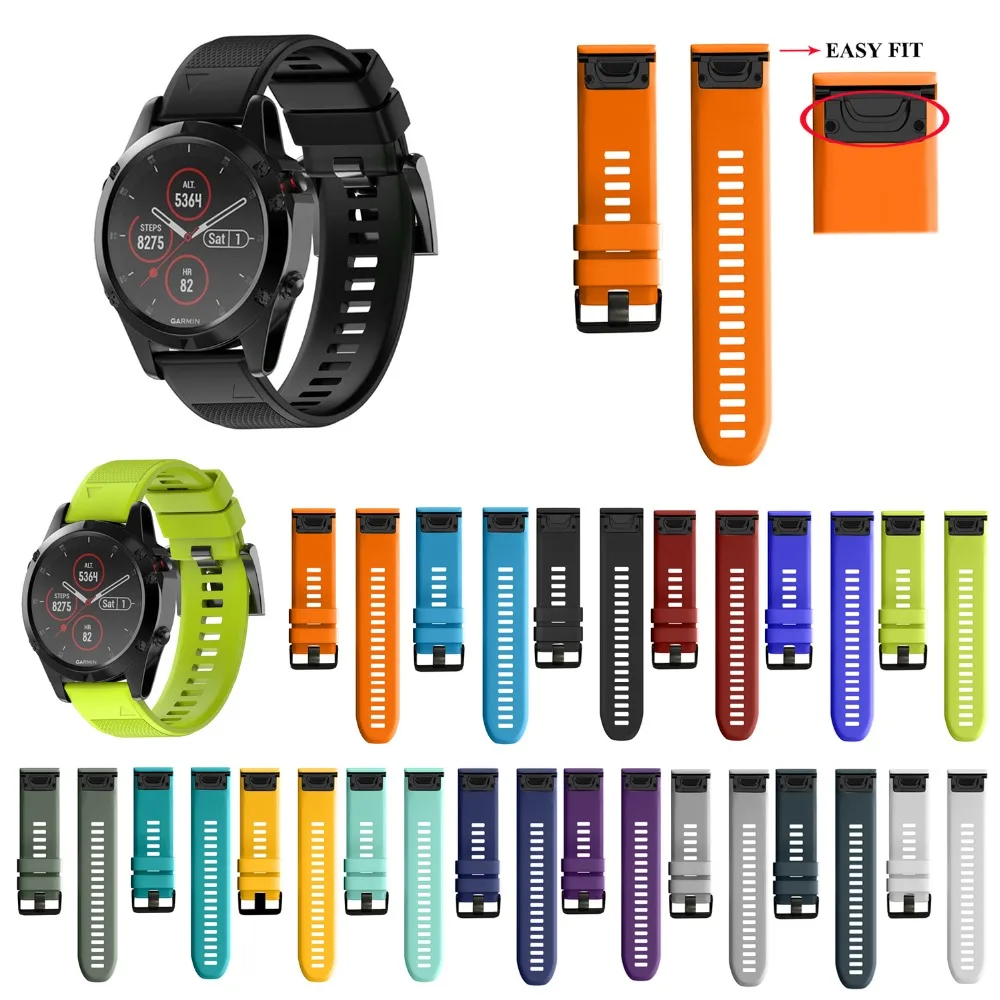 Ремешок силиконовый для наручных часов Garmin Fenix 5X 5 Plus 3 3HR S60 Forerunner 945 22