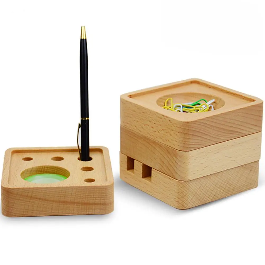

Wooden Desktop Combination Storage Box Stationery Wooden Box Business Card Holder Mobile Phone Holder