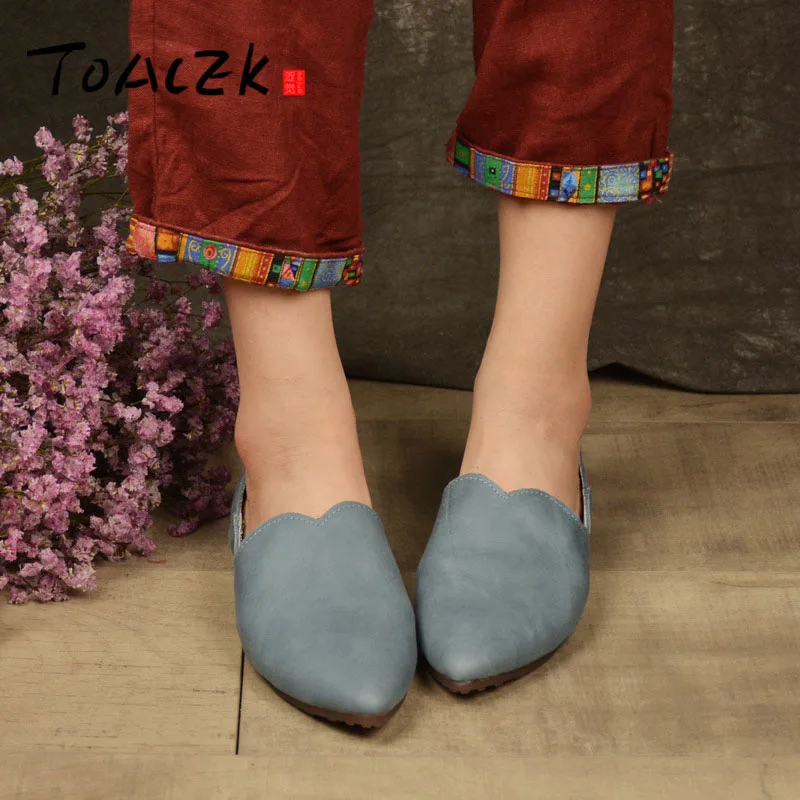

Art simple leather shoes autumn new retro casual shoes toe flat heel soft bottom shoes