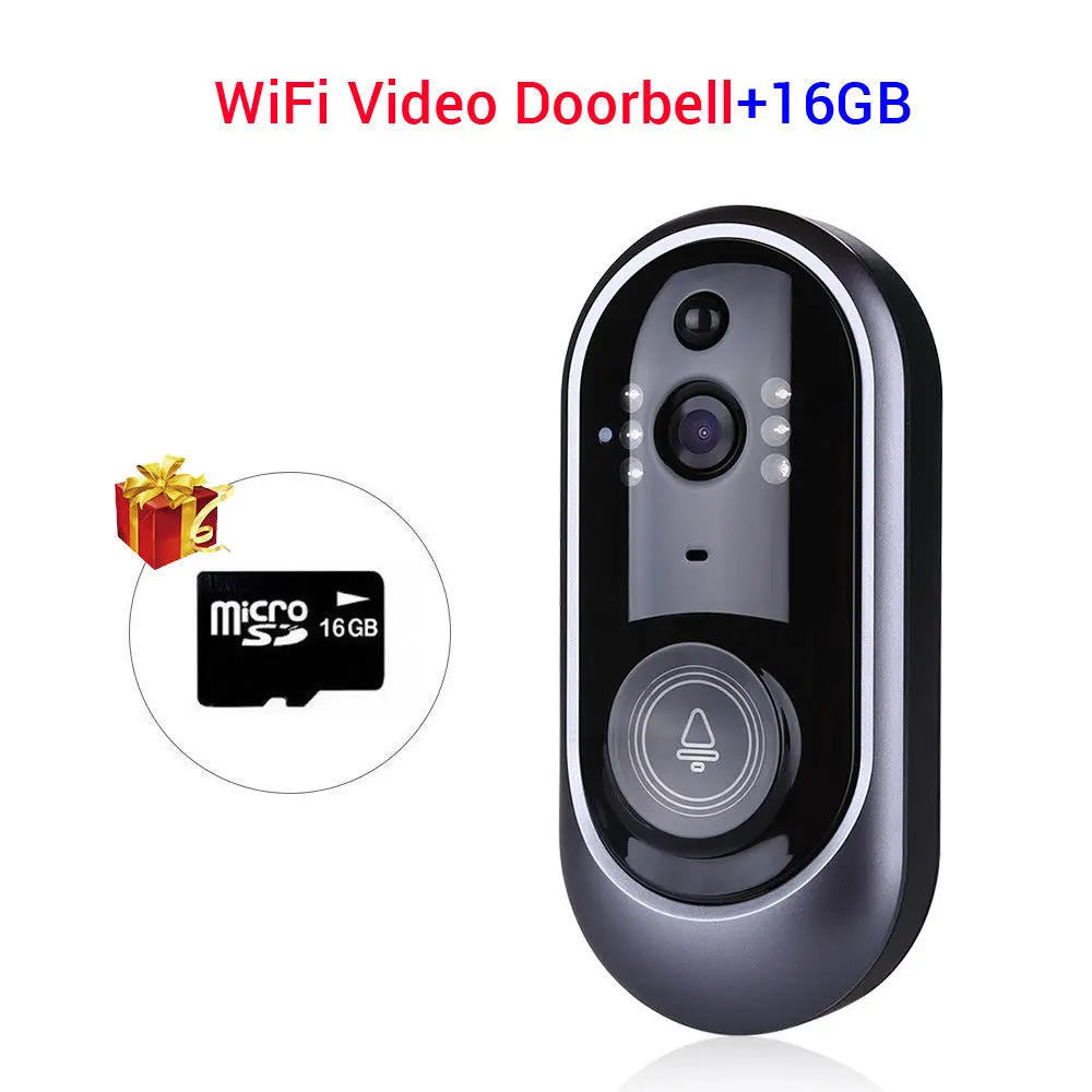 

WiFi Wireless Doorbell Visual HD Intercom Camera Security Video Phone Bell +16GB TF CARD