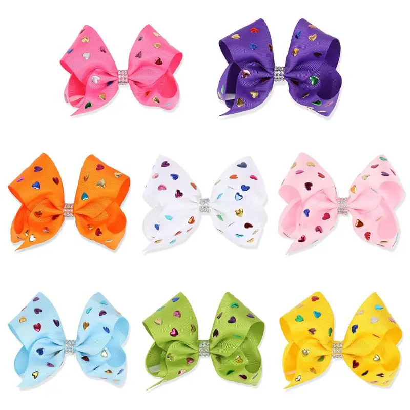 

Kids Hairpin Rhinestones Hair Bow Solid Grosgrain Ribbon Hairgrip Alligator Clips Headwear Bowknot For Girls Hair Accessories