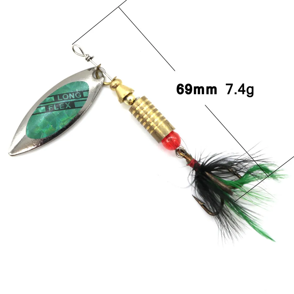 10 unids/caja Pesca señuelos Color mezclado Metal Spinner cuchara lentejuelas cebos artificiales señuelos Pesca accesorios
